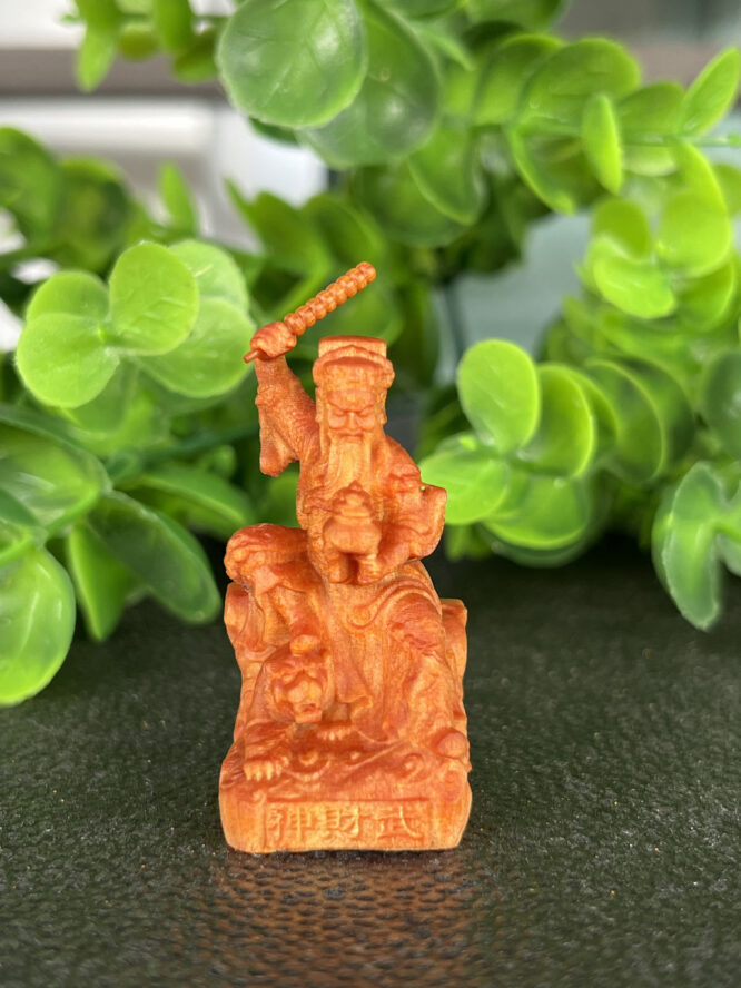 帝王木立体雕刻赵公明（赵元帅）吊坠