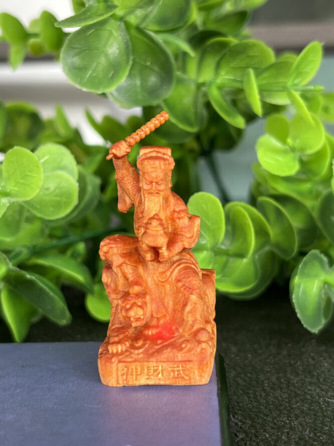 帝王木立体雕刻赵公明（赵元帅）吊坠